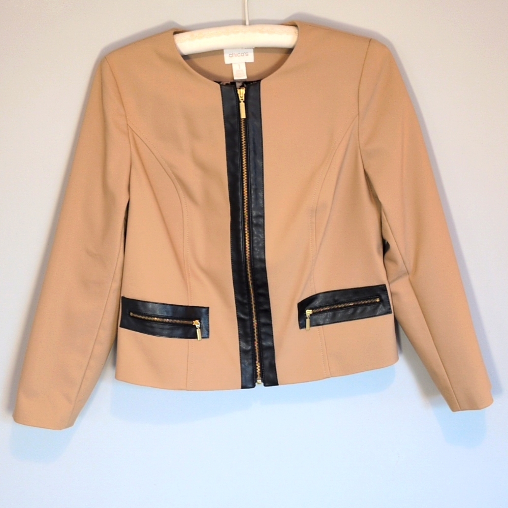 Chicos Fitted Full Zip Jacket